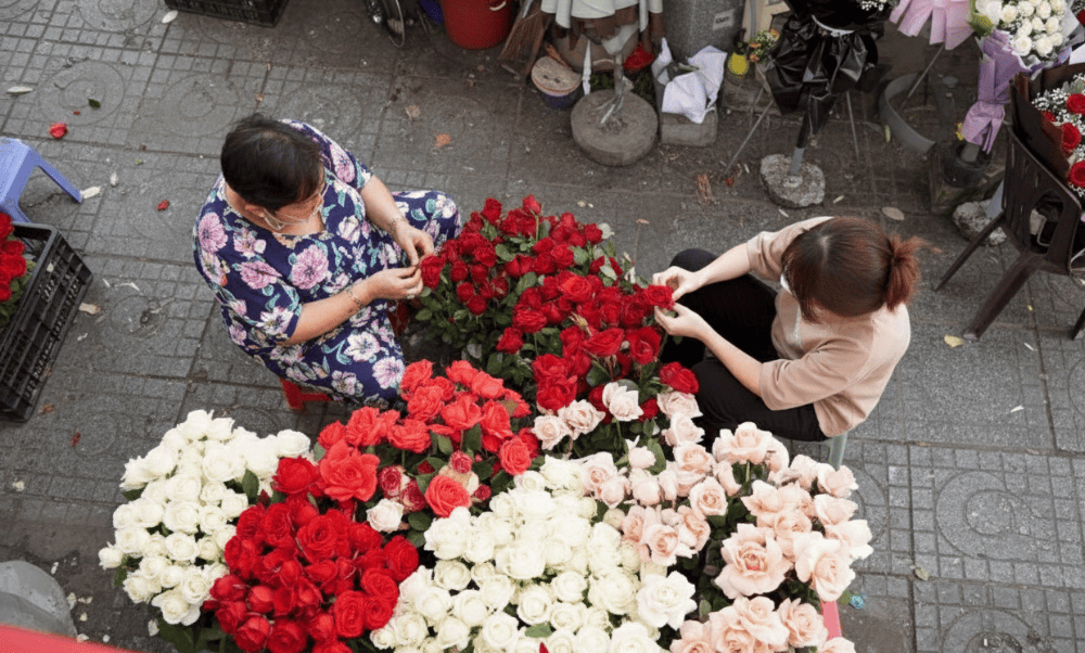 Colorful day at Ho Thi Ky Flower Market from blooming flowers